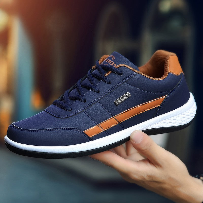 Sapatos masculinos de couro tênis tendência casual italiano respirável lazer masculino tênis calçados antiderrapantes sapatos vulcanizados masculinos