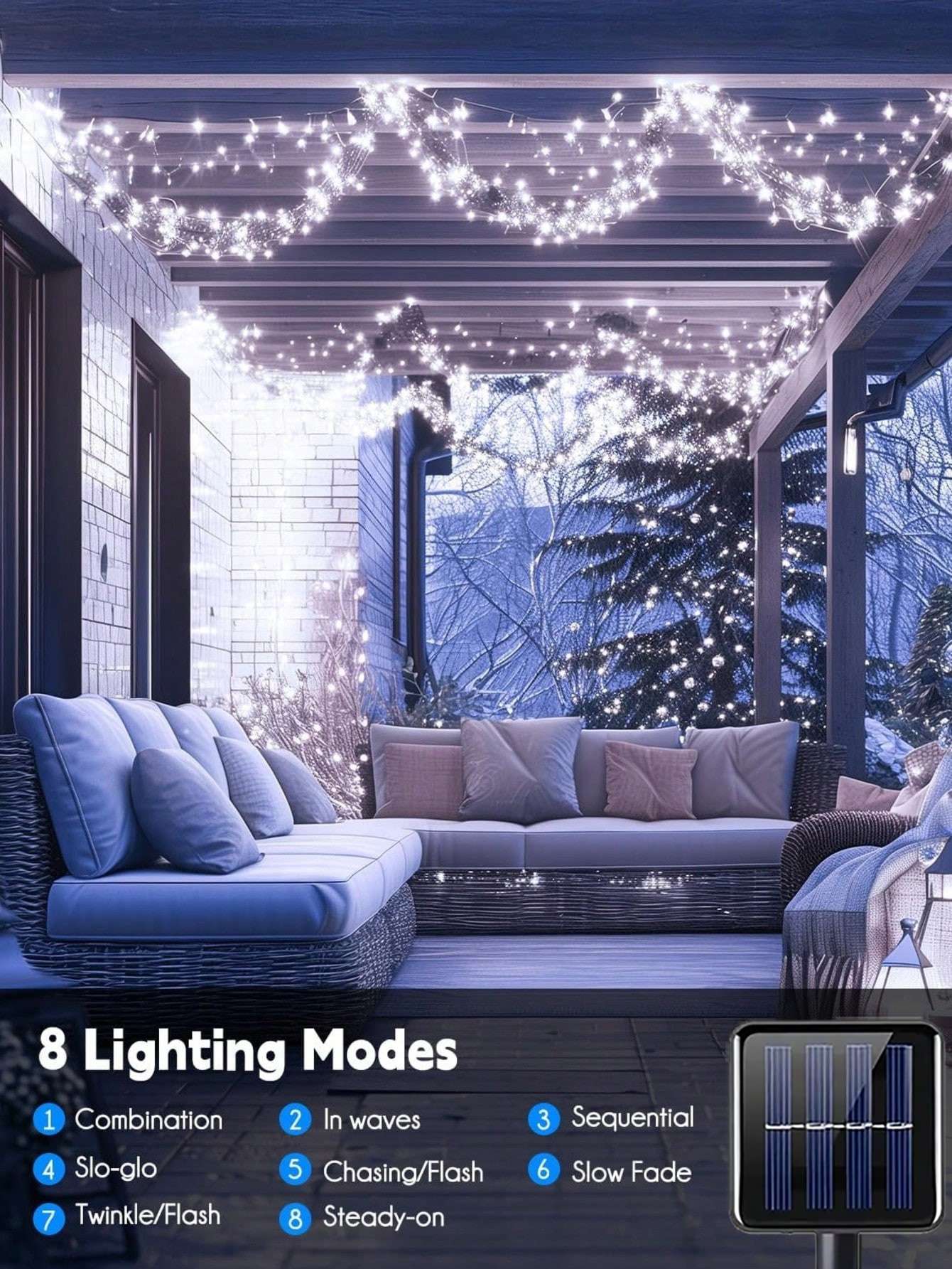Solar LED Firecracker String Lights Outdoor Waterproof Garland Fairy Light for Wedding Party Garden Christmas Holiday Decoration