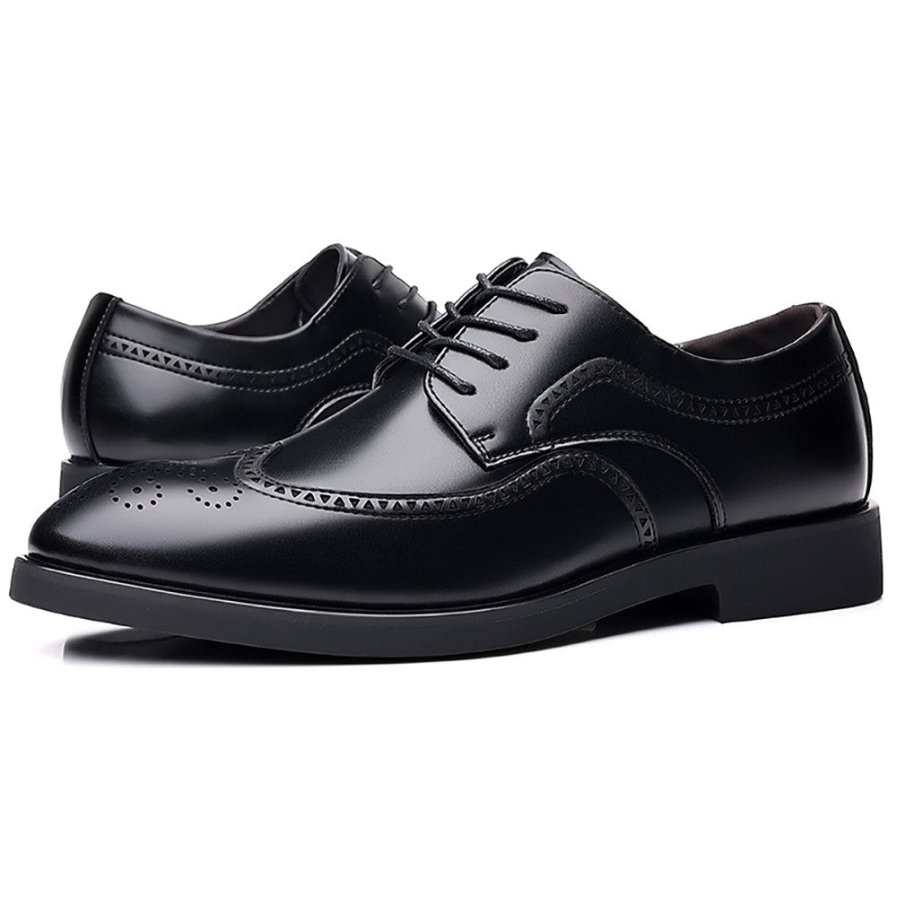 Men's Elegant British Brogue Derby Shoes Lace-Up Patchwork Breathable Formal Dress Shoes Business Wedding Thanksgiving Christmas