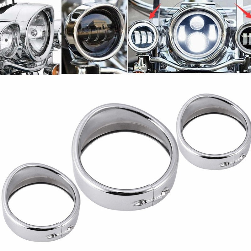 Motorcycle Headlight Trim For Harley Touring Road King Electra Glide Softail FLD/FLH Parts 7" Ring Bezel Visor 4.5" Led Fog Lamp