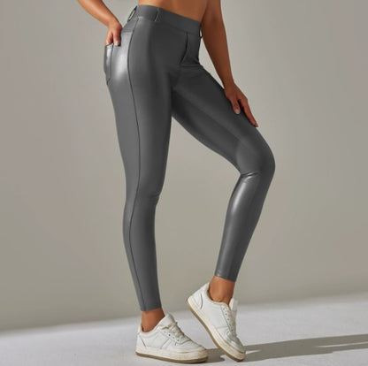 Winter Women's Leather Pants Black Slim Zipper Classic Leather Trousers Pencil Beige Tight Pu Faux Leather Pants for Women