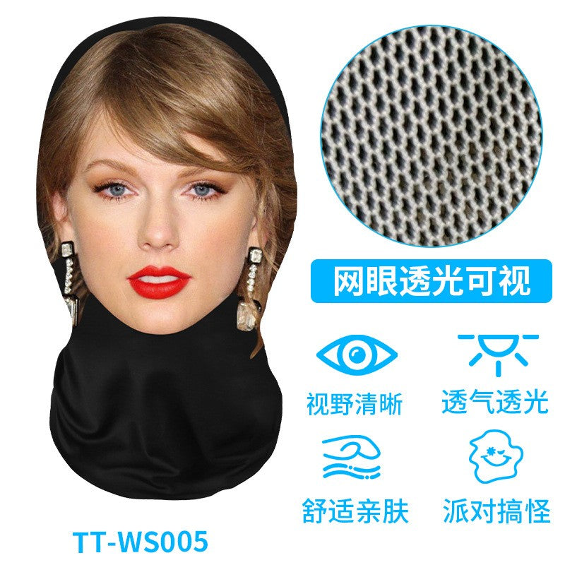 New 3D Printed Funny Mask Elastic Mesh Disguise Full Face Mask for Men Women Cosplay Headwear Hip Hop Fashion Hood Hat Headgear
