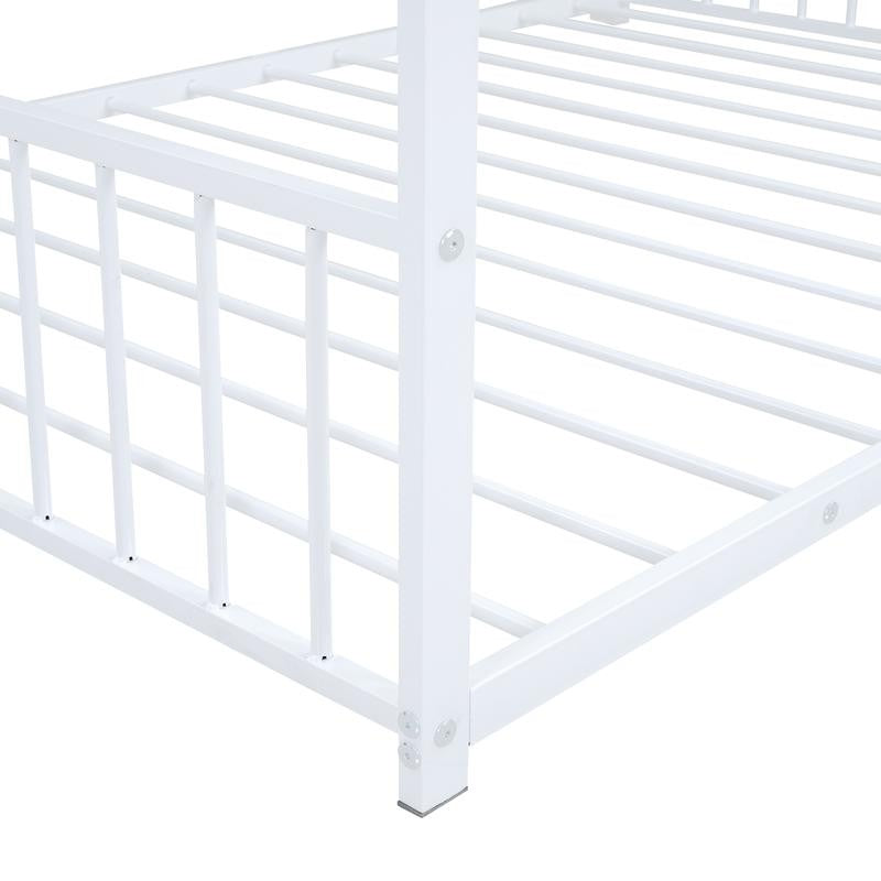 Cama Montessoriana de Metal Branca - Resistente, Elegante e Moderna para Quartos Infantis, com Grades de Segurança, Fácil de Montar,