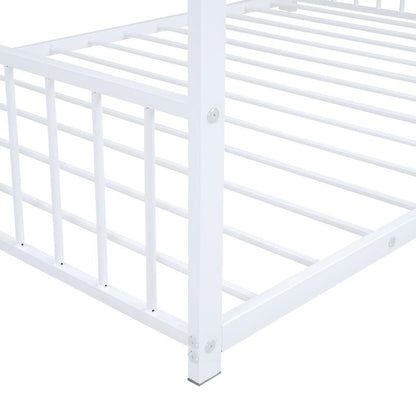 Cama Montessoriana de Metal Branca - Resistente, Elegante e Moderna para Quartos Infantis, com Grades de Segurança, Fácil de Montar,