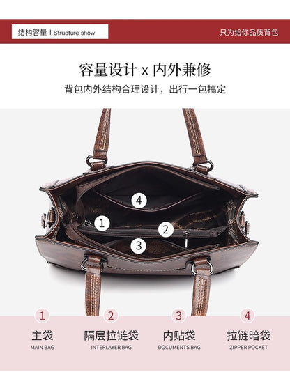 retro style women's handbag simple PU versatile shoulder bag for women large-capacity tote bag lady commuting crossbody bag