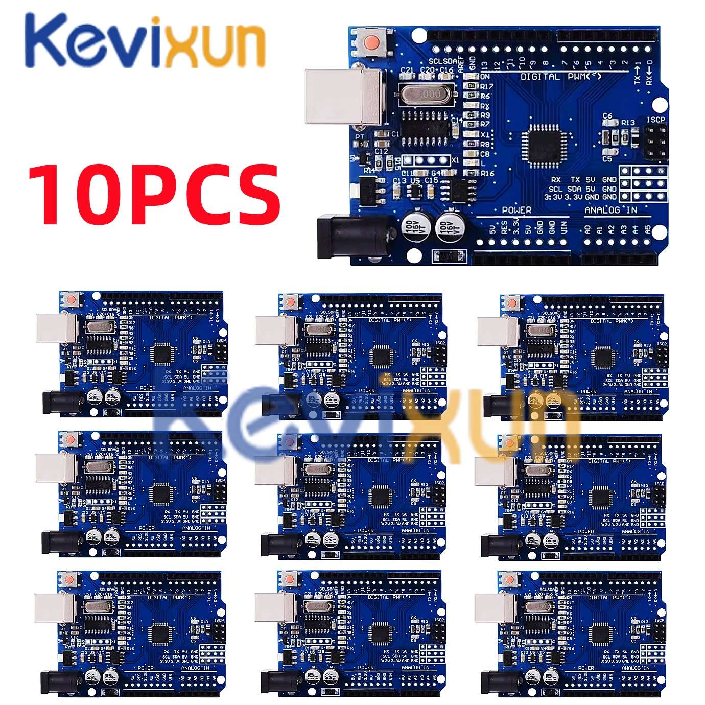 1-10PCS UNO R3 CH340G MEGA328P Chip para Arduino UNO R3 + CABO USB/TIPO-C Placa de Desenvolvimento ATMEGA328P-AU 16Mhz