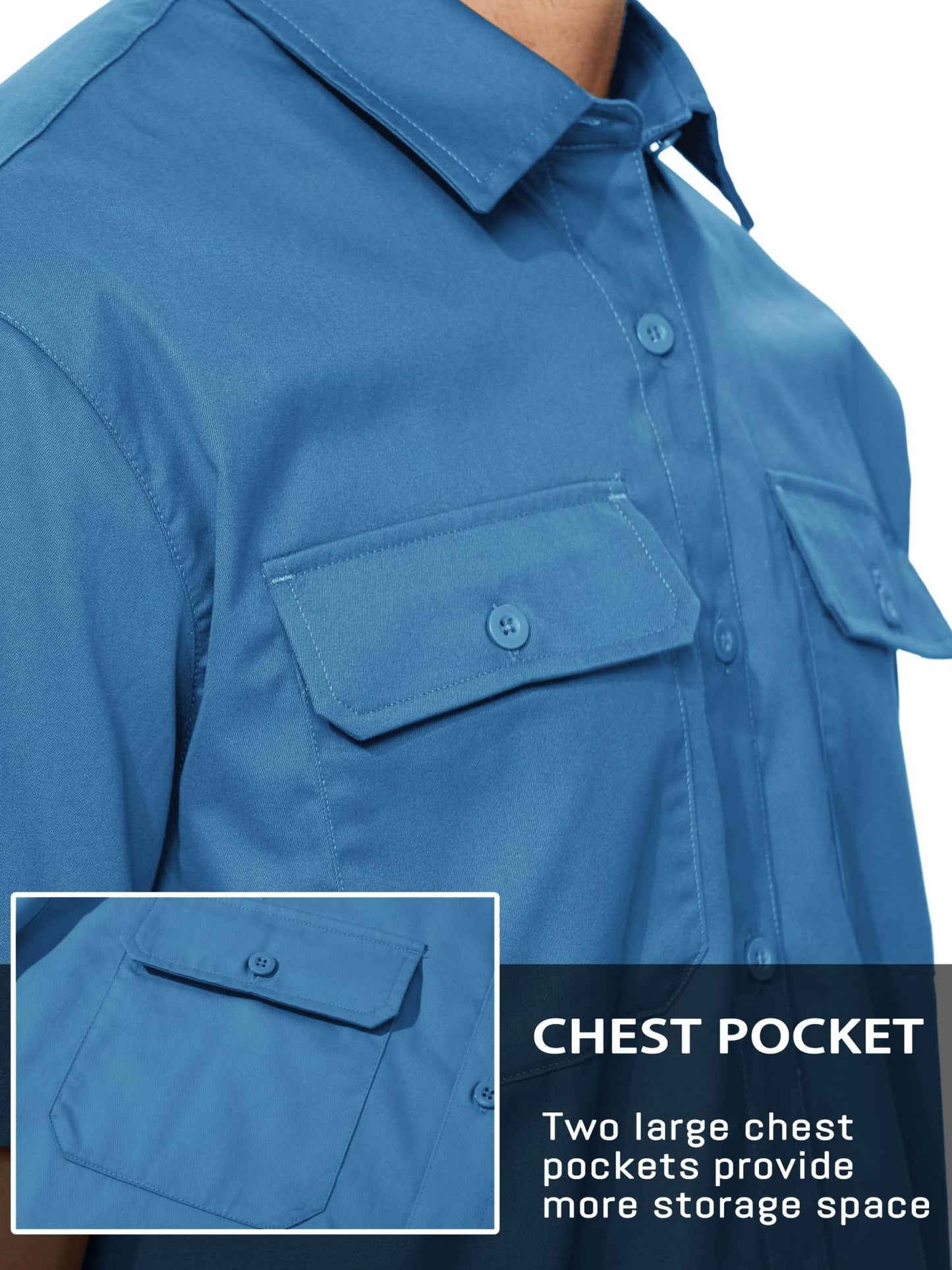 TACVASEN Quick Dry Short Sleeve Shirts Mens Casual Button Up Cargo Shirt Summer Hiking Fishing Trekking Work Shirts Outdoor Male
