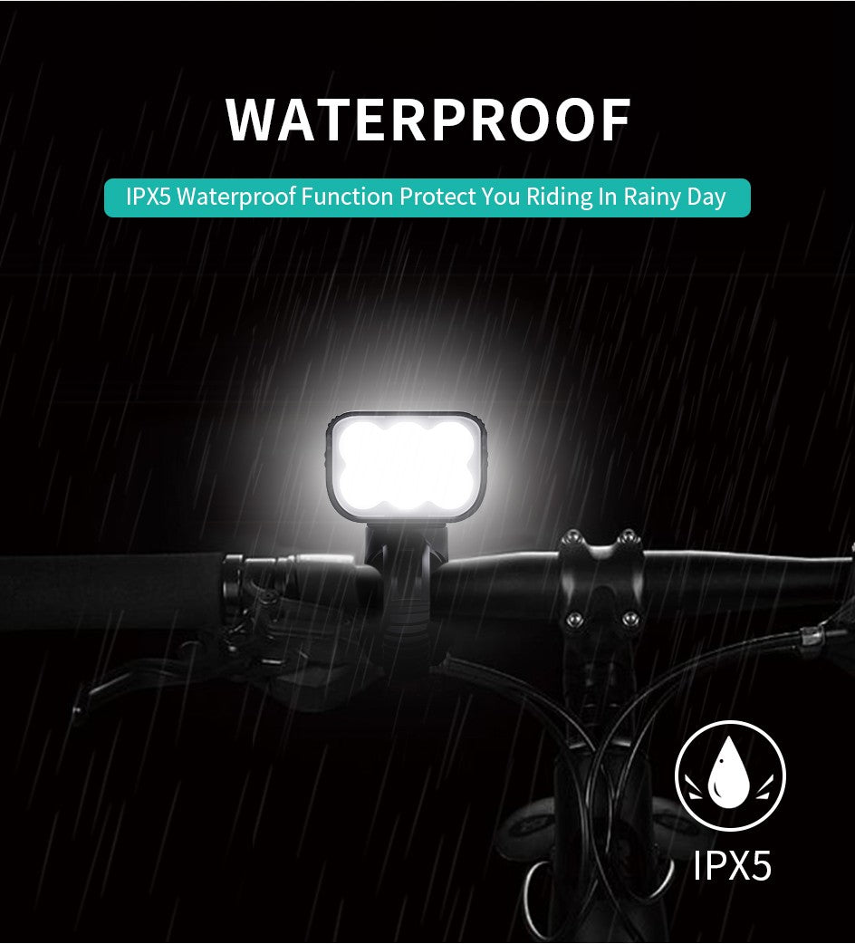 10000mAh 6-8 LED Bike Light USB Rechargeable 3600 Lumens Bike Headlight Super Bright Flashlight Front Lights and Back Rear light