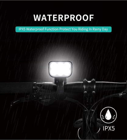 10000mAh 6-8 LED Bike Light USB Rechargeable 3600 Lumens Bike Headlight Super Bright Flashlight Front Lights and Back Rear light