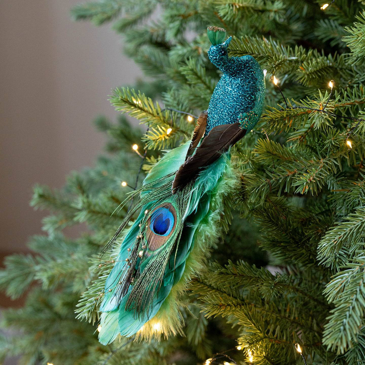 1PC of Peacock Christmas Ornaments Simulate The Atmosphere of Glitch Peacock Branches and Branches Home Decor