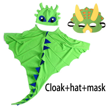 Kids Dragon Costume Cloak with Hat for Girls Boys Toothless Dragon Costume Cape Halloween Christmas Dinosaur Cosplay Costumes