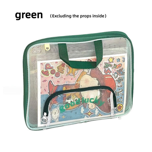 1 handheld file storage bag - 3-layer large capacity for organizers, durable file holders, school, office, home organizations -