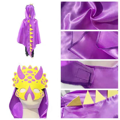Boys Girls Dinosaur Cape Dragon Hooded Cloak for Kids Halloween Costume Christmas Fancy Mask Cosplay Costumes
