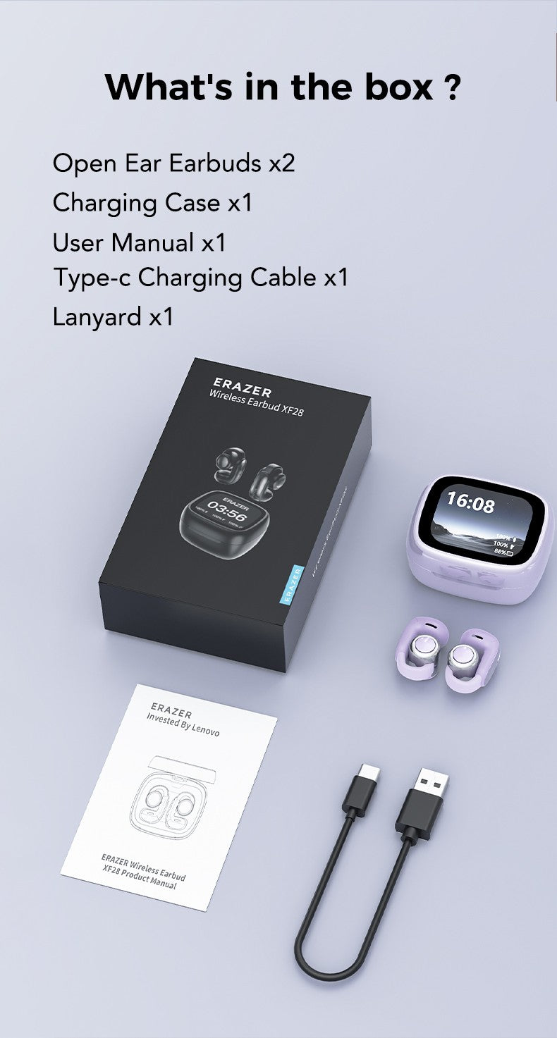 Translator ERAZER XF28 Bluetooth V6.0 Open-ear True Wireless EarbudsTranslation Earphones Office Travel,ASMR Headset APP