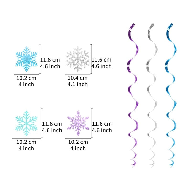 Set of 8 Christmas Swirls Snowflake Ornament Christmas Snowflake Swirls Decorations Beautiful Spirals Hanging Accent