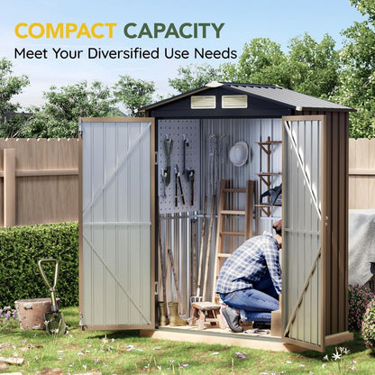 Durable Steel Outdoor Storage Shed, 5x3FT, Secure Locking, Ideal for Garden, Patio, and Utility Needs