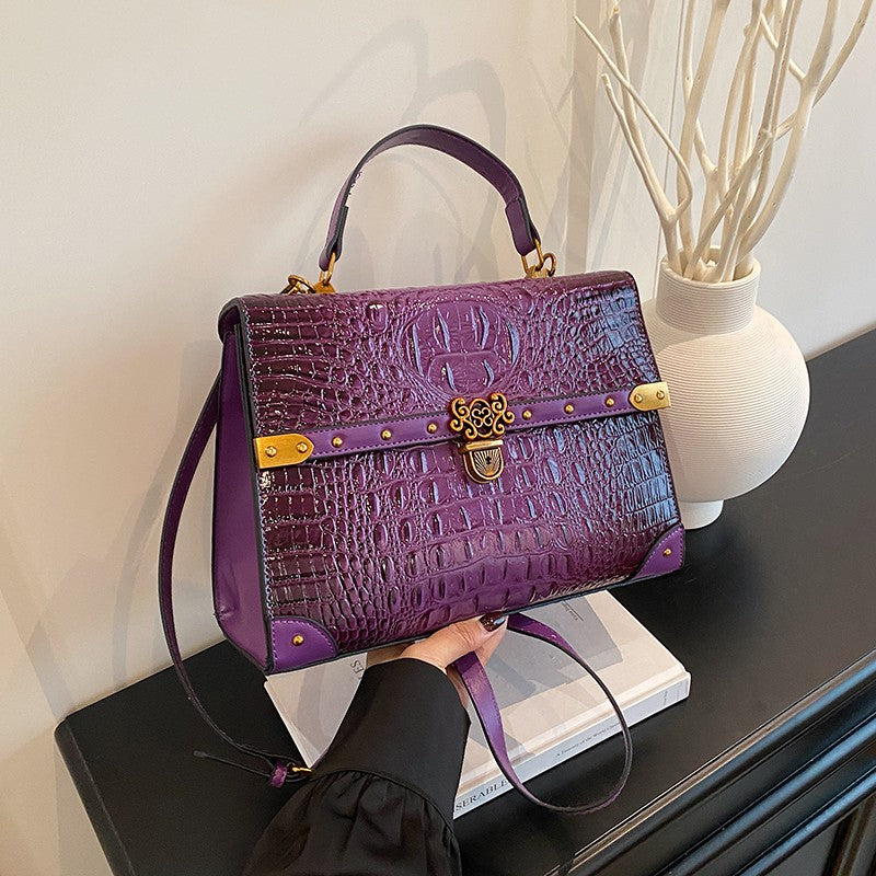 Luxury Purple Handbag Classic Women Bag 2025 New Designer Shoulder Bag High Quality Solid Pu Leather Crossbody Small Square Bag