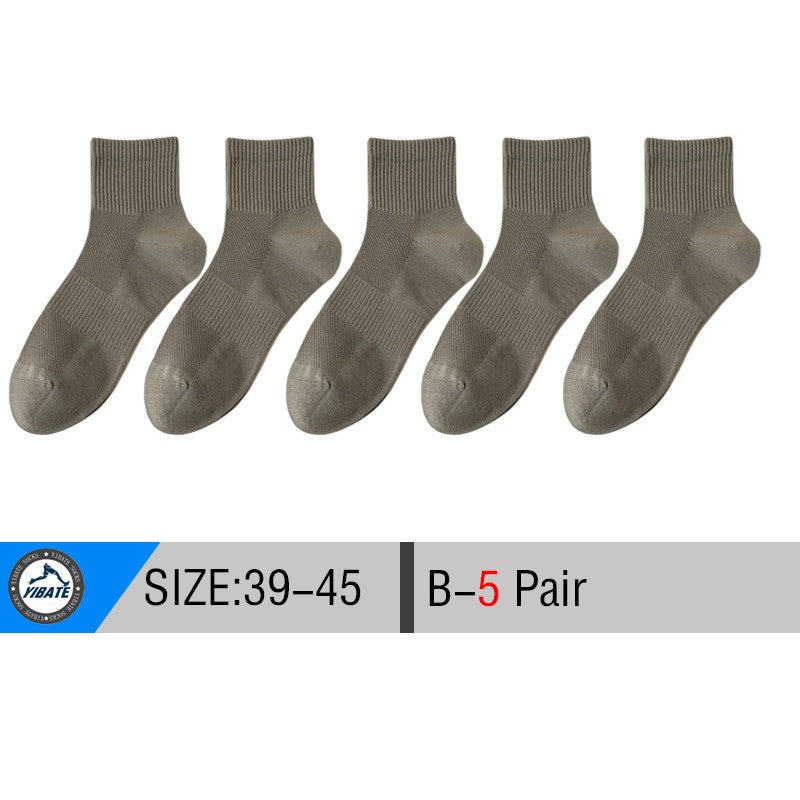 5/10 Pair Men's  Cotton Socks High Quality Breathable Mesh Socks Durable Solid Color Casual Socks Fashion Dress Socks Man