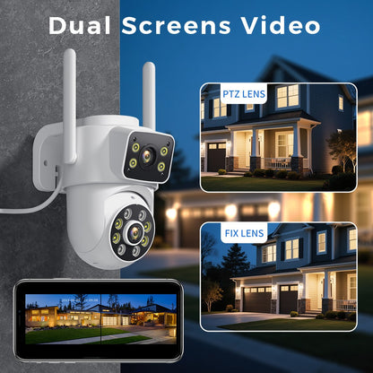8MP 4K Wifi PTZ Camera Dual Lens Dual Screens Surveillance Camera Outdoor 2MP 4MP HD Night Vision Home Security Camera ICSEE APP
