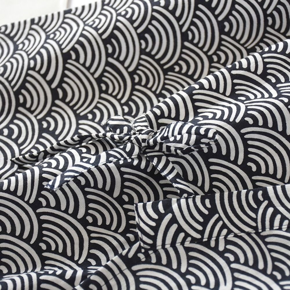 Sleepwear V-Neck Men's Kimono Bathrobe Loose Long Sleeve Japanese-Style Yukata Print Casual Men's Hooded Robe Sauna