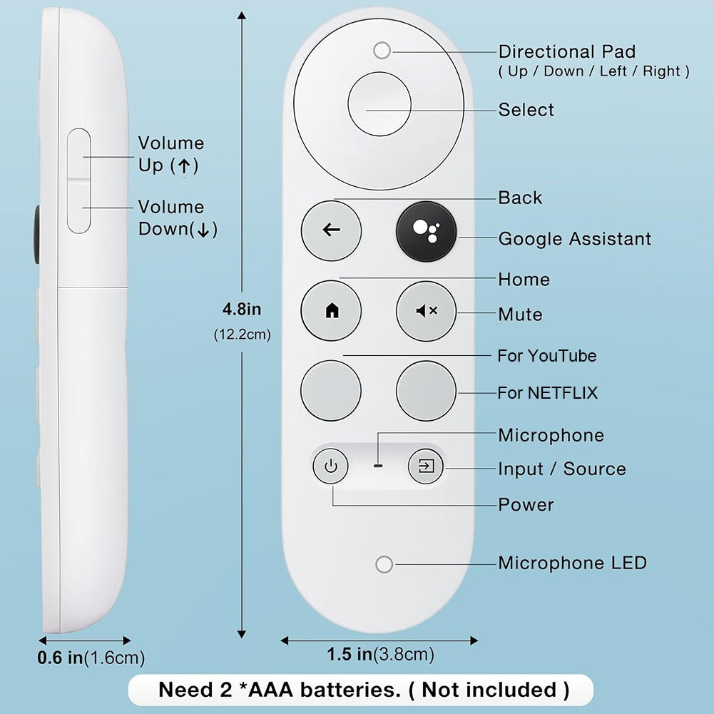 G9N9N Controle Remoto Bluetooth Compatível por Voz Controle Remoto Universal para Google TV Chromecast 4K Snow
