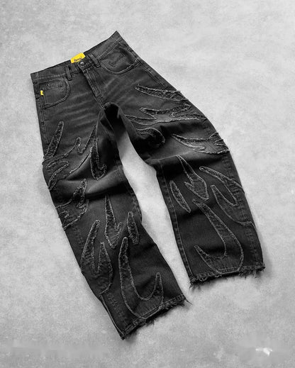 Elixir X Cozy Detachable Jeans Retro Punk Streetwear Ziipper Patchwork Stripe Denim Pants Men Black Baggy Hip Hop Splicing Jeans