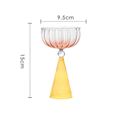 Taças de Coquetel Estilo Onda com Efeito Duas Cores Criativas Verde Azul Âmbar Roxo para Martini Mojito Champagne Margarita