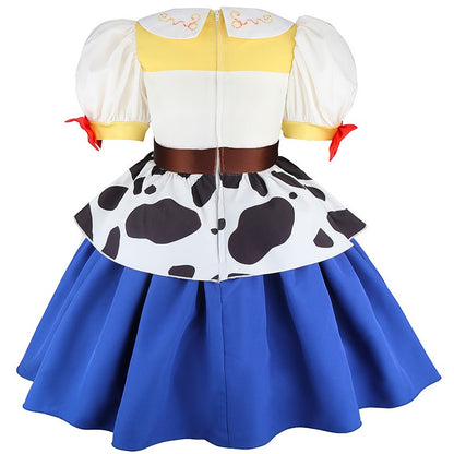 2026 New Girls Cow Spot Dress Children's Halloween Toy Cosplay Costume Toddler Up Birthday Stage Performance Cowboy Dress Carniv