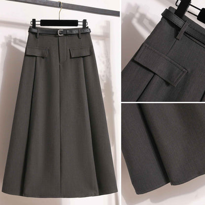 Women's Solid Simplicity Casual Chic Skirt Plus Size Suit Skirts Autumn Winter Fashion New A-line Temperament Large Size Skirt