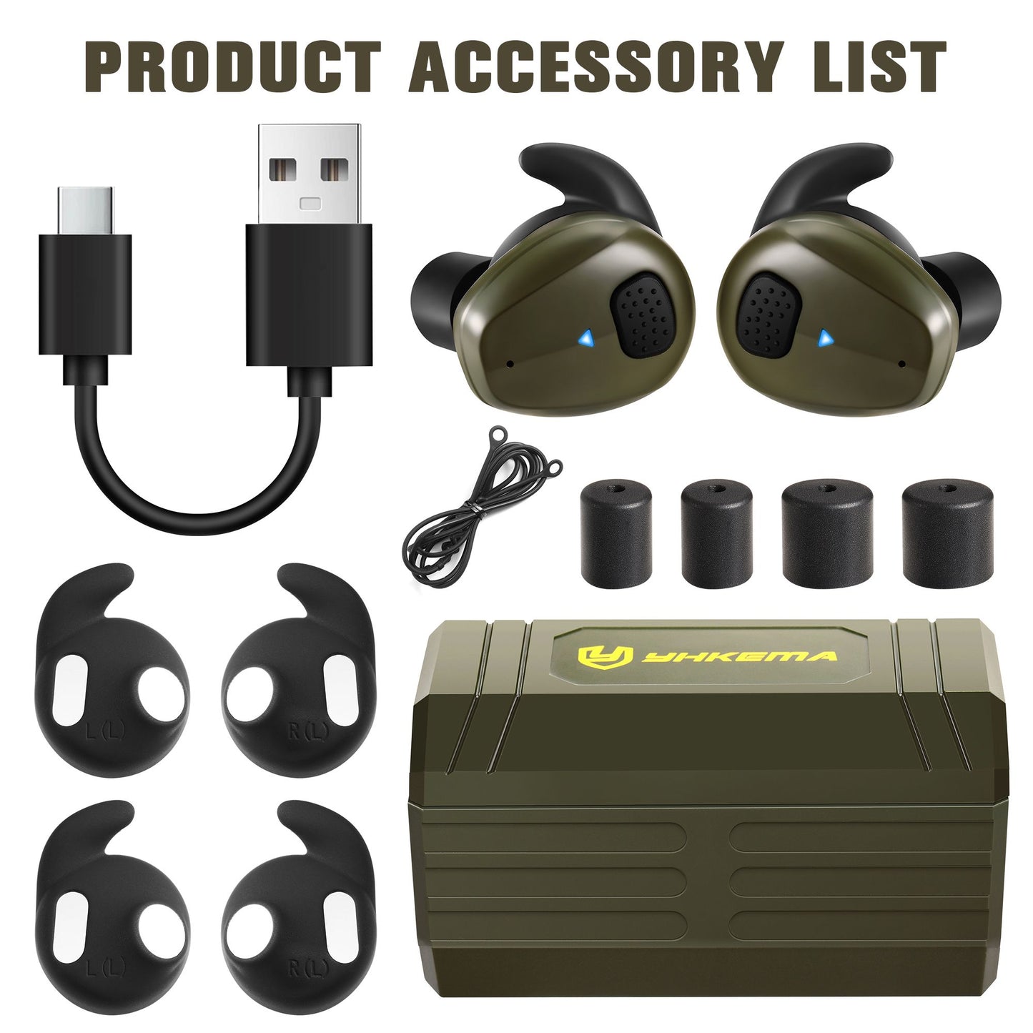 YHKEMA EB10 Electronic Shooting Ear Protection,TacticalNRR 27dB Bluetooth Noise Cancelling Sound Amplification Earmuffs Earbuds