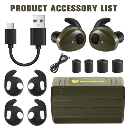 YHKEMA EB10 Electronic Shooting Ear Protection,TacticalNRR 27dB Bluetooth Noise Cancelling Sound Amplification Earmuffs Earbuds