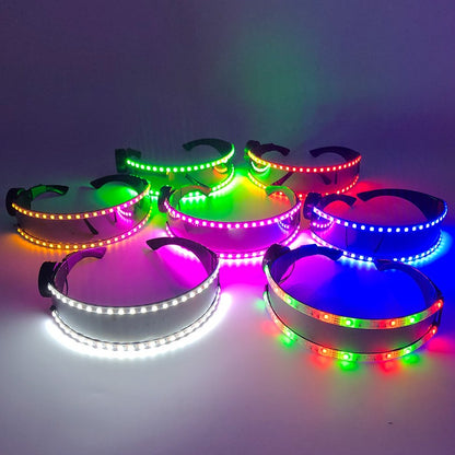 Led Glasses NightClub Masquerade Concert Club Neon Accessories Cool Vogue Flashing LED Futuristic Glasses Men Metal Cool Glasses