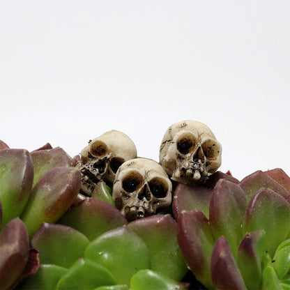 20Pcs Skull Head Sculptures Collectable Halloween Miniature Skulls Heads Decorative Creative Landscape Garden Potted Plant Decor