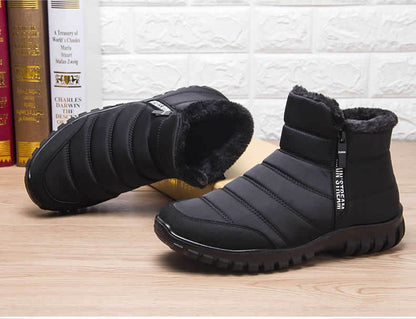 Botas de Inverno Masculinas Tênis de Algodão Quente com Zíper Botas de Neve Cano Curto, Sapatos Casuais de Outono Botas de Neve Impermeáveis com frete grátis