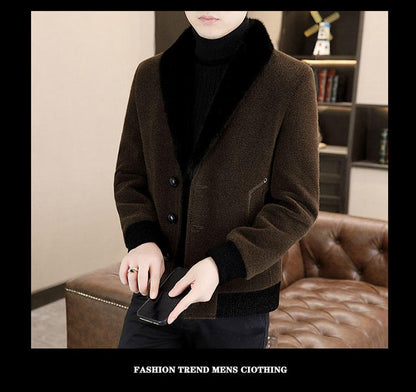 2024 Winter Woolen Jacket for Men Thick and Plush Warm Lapel Trench Coat Casual Business Wool Blends Social Streetwear Overcoat
