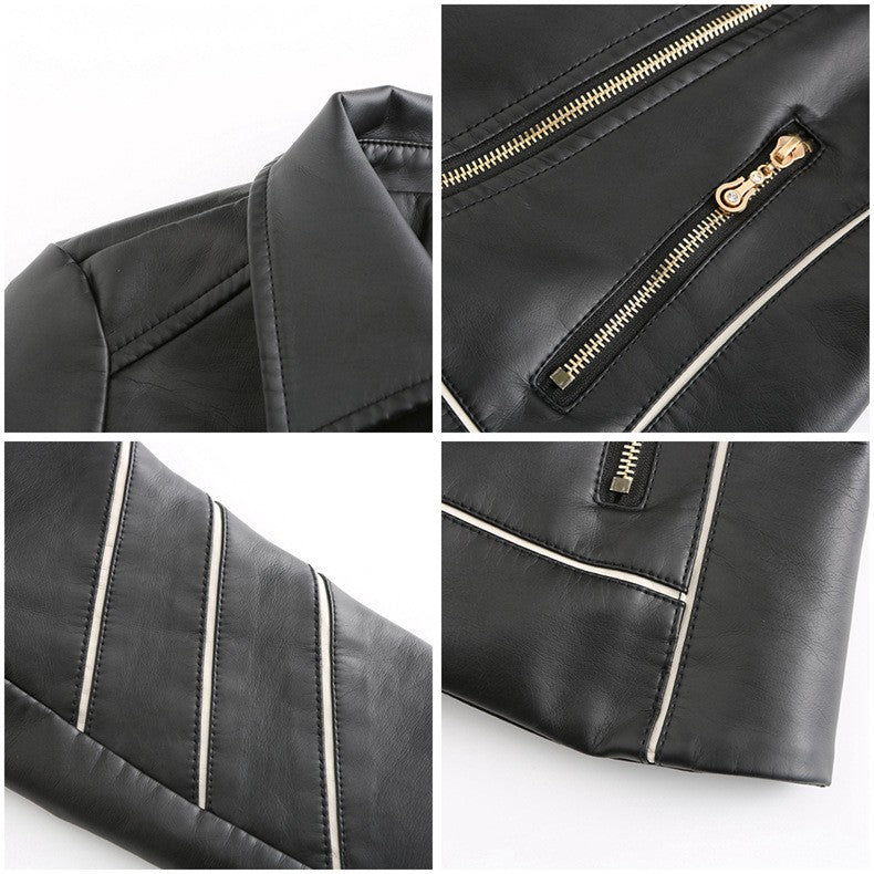 Red PU Faux Leather Jacket Women fashion Casual Biker Jackets Outwear Female Tops spring and autumn Black Leather Jacket Coat