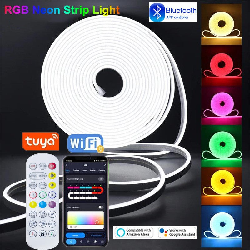 5V USB RGB Neon LED Strip 1/2/3/5M IP65 RGB Neon Lamp Tape with App and Remote Control For DIY Neon Deocoration Lighting