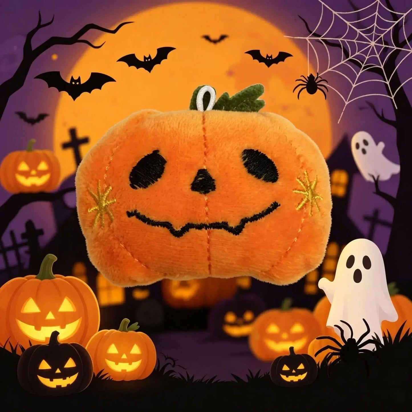 Funny Halloween Plush Keychain Pumpkin Head Kawaii Cartoon Plush Pendant Decoration Soft Furry Bag Pendant Gift Giving