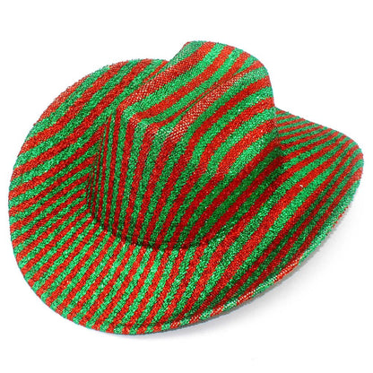 Striped Print Fedora Hats Cowboy Cowgirl Hat for Women Men Curl Wide Brim Western Bronzing Cloth Cap for Party Halloween Caps