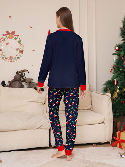 Christmas Family Matching Outfits Mother Father Kids Pajamas Set Santa Hat Print Loose Xmas Sleepwear Baby Romper Dog Clothes