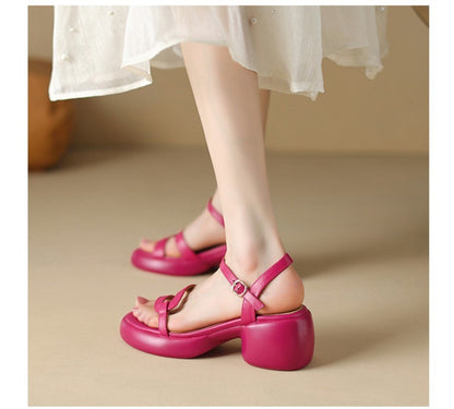 Designer New Women's Sandals 2025 New Fashion High Heels Summer Outdoor Beach Shoes Mary Jane Women Open Toed Thick Heel Sandals