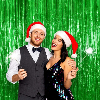 Metallic Tinsel Foil Fringe Curtains Photo Backdrop Glitter Streamers Foil Fringe Backdrop Curtain for Xmas Wedding Background