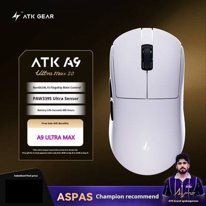 Mouse Gamer Sem Fio ATK A9 Ultra A9/A9 SE/A9 Plus/A9 Pro Tri Mode 8K Mouse Gamer 53g Leve Presente E-sports PC Personalizável