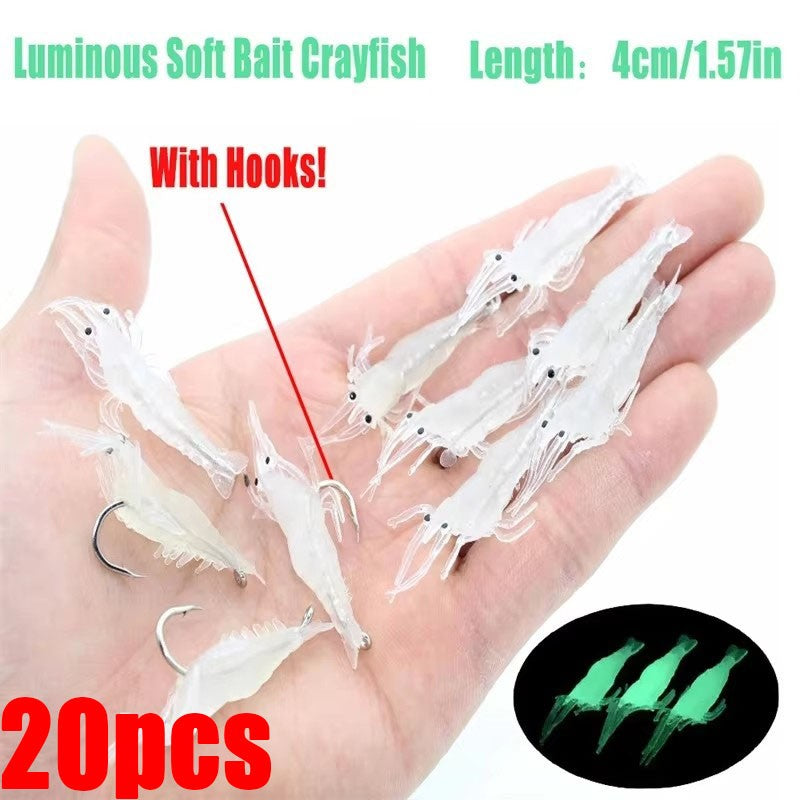 10/20/30 PEÇAS Isca Macia de Camarão para Pesca com Anzol, Iscas Artificiais Crankbaits para Pesca, Iscas Artificiais Wobblers para Pesca de Arrasto