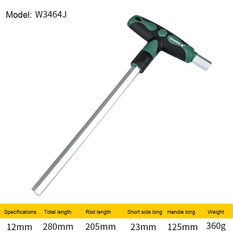WYNN'S T-Handle Allen Wrench Metric Long Arm Ball/Flat End Hex Key Wrench 1.5-12mm Home Auto Bike Repair Hand Tool Screwdriver