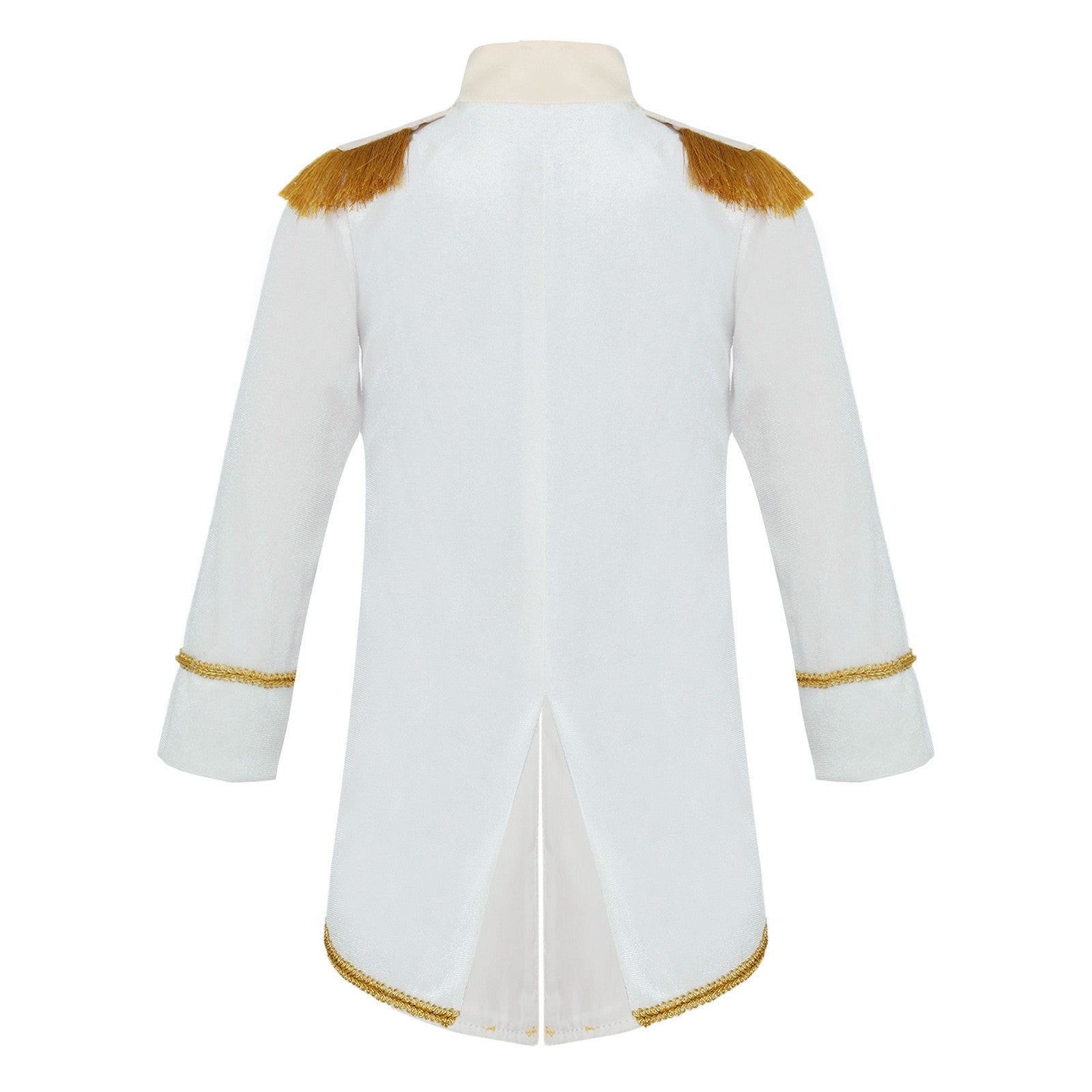 Little Boys Prince Cosplay Costume Long Sleeve Gold Fringe Braiding Velvet Tuxedo Tailcoat Royal Court Cosplay Jacket Dress Up