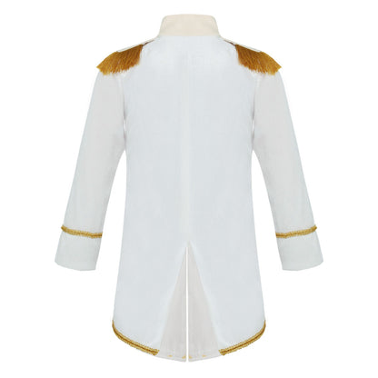 Little Boys Prince Cosplay Costume Long Sleeve Gold Fringe Braiding Velvet Tuxedo Tailcoat Royal Court Cosplay Jacket Dress Up