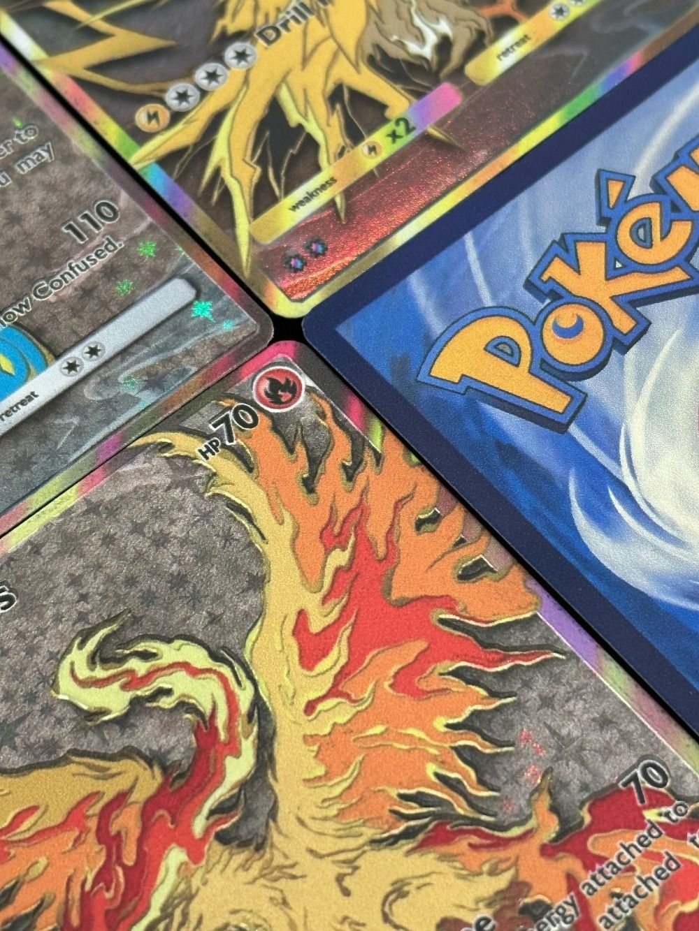 Potdemiel Pokémon Cards 3 peças Holográficas Raras PTCG Cards Lendários Articuno Zapdos Moltres Full Art Pokémon Estampas Ilustradas de Presente