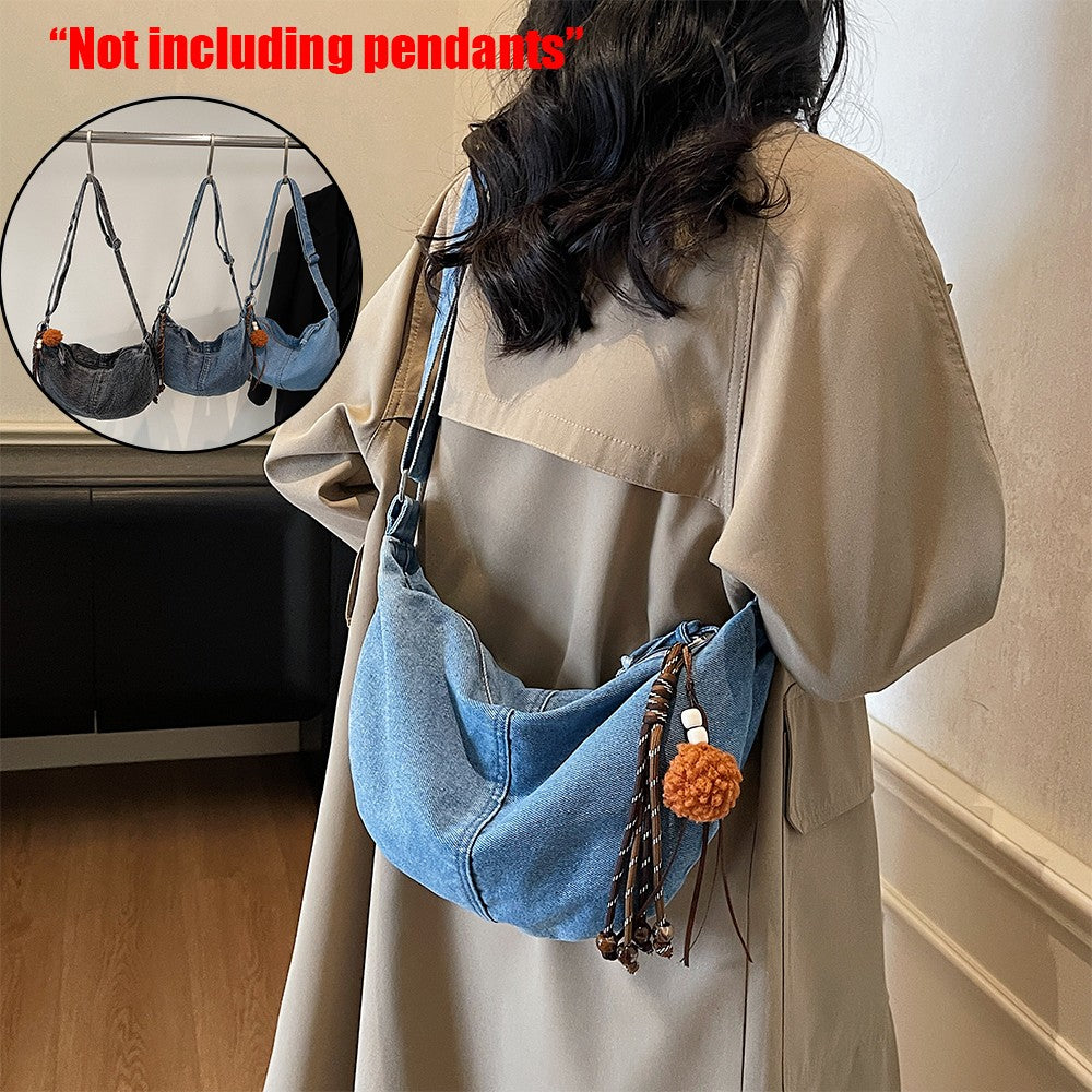 Autumn and Winter Trendy and Cool Fashion Denim Dumpling Bag New Zipper Versatile Single Shoulder Crossbody Bag
