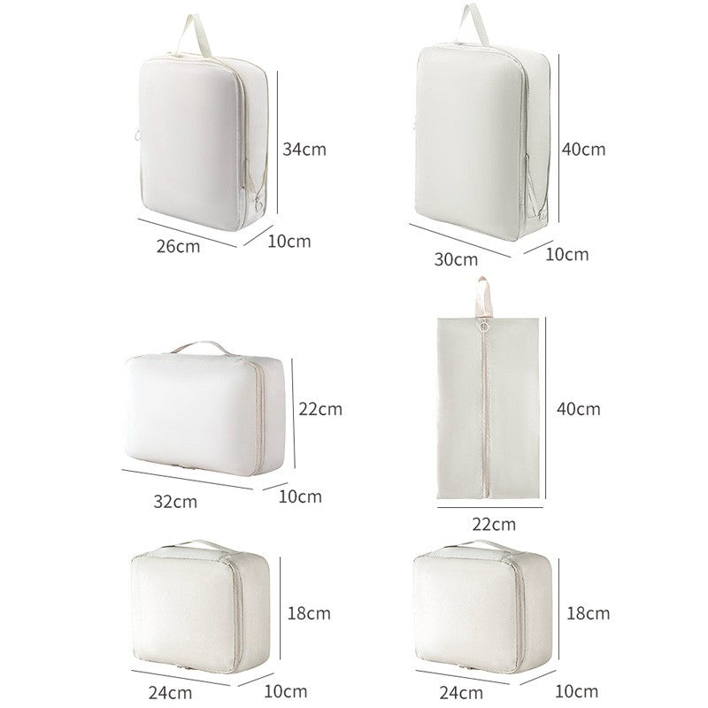 6Pcs Travel Compression Packing Cubes Bag Waterproof Handheld Clothe Separation Storage Bag Portable Suitcase Clothes Organizers